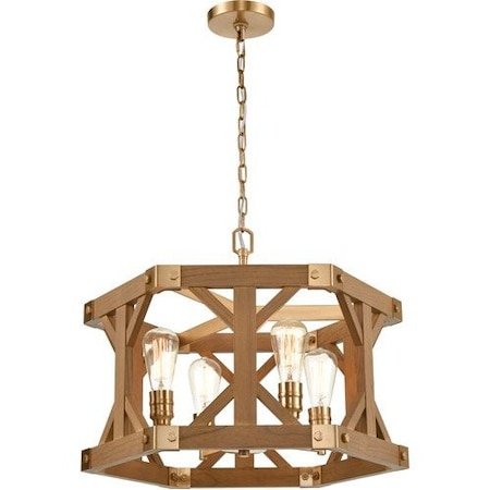 Structure 23'' Wide 4-Light Chandelier - Medium Oak